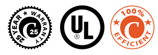 25 Year Warranty UL 100% Efficient 25 Year Warranty UL 100% Efficient